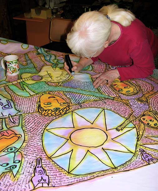 writing on the Star painting.©Susan Shie 2006.